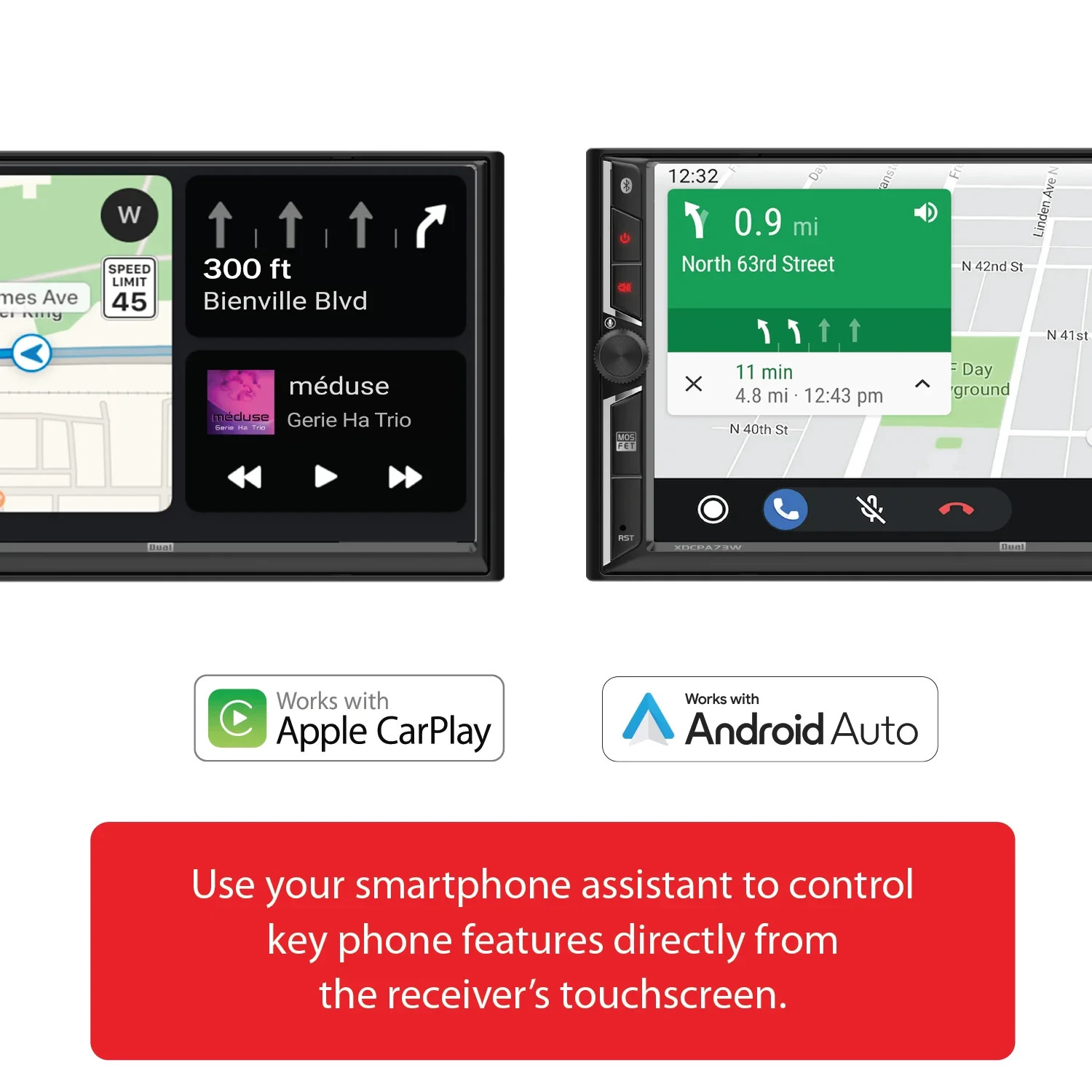 Dual Electronics 7″ Touchscreen Car Stereo Receiver with Wireless Apple CarPlay