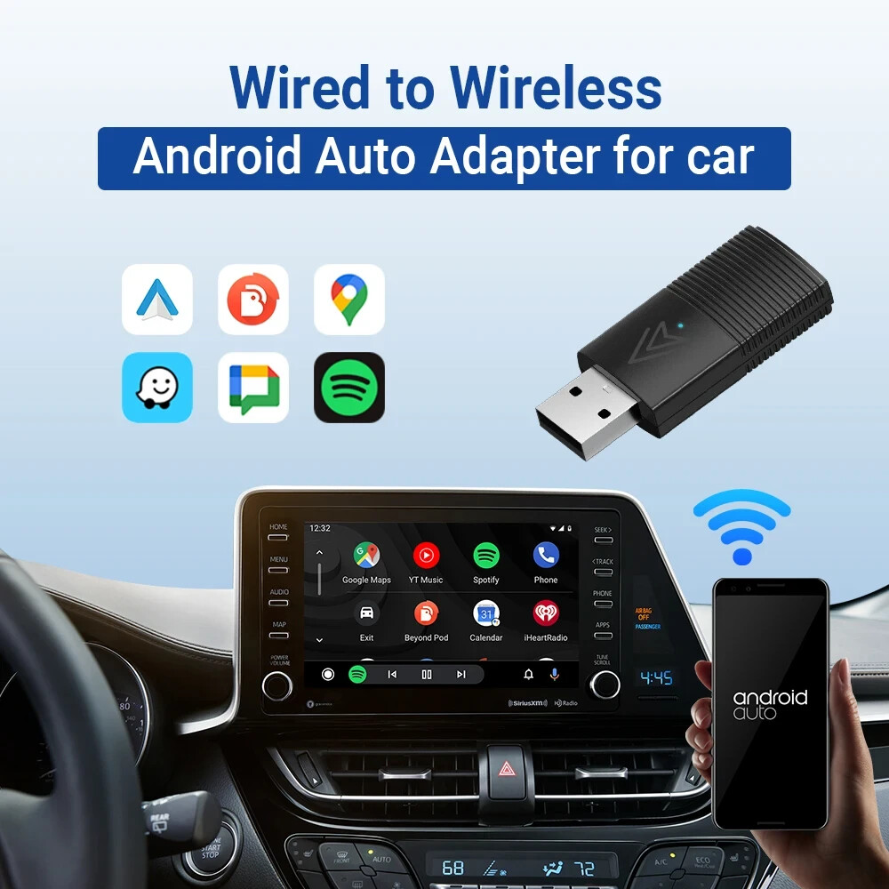 Mini Wireless Carplay / Android Auto Adapter USB Plug & Play, Music & Phone Call