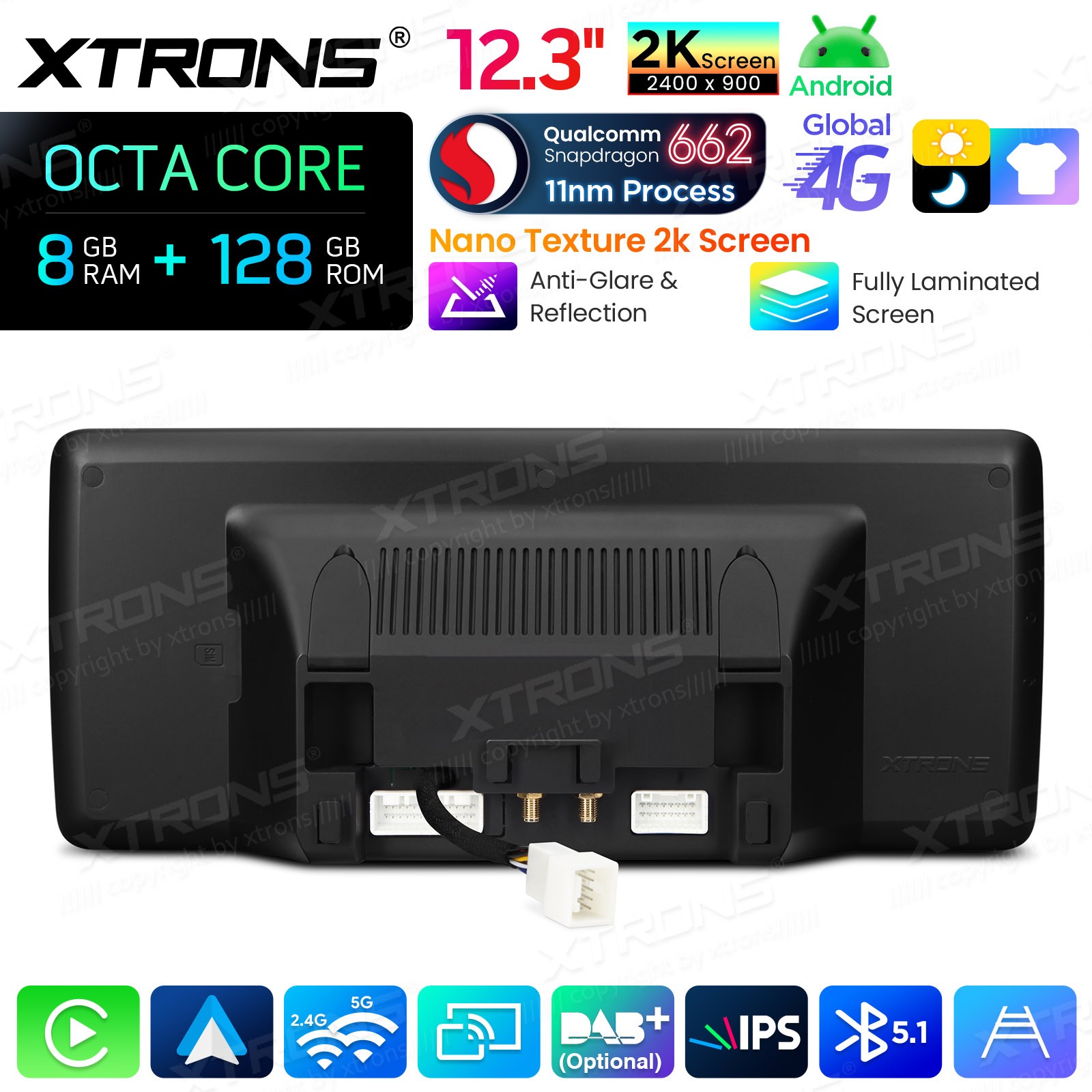 Qualcomm 662 Android 14 for Mercedes GLK X204 12.3″ 2K Screen 8GB 128GB 4G Wi-Fi