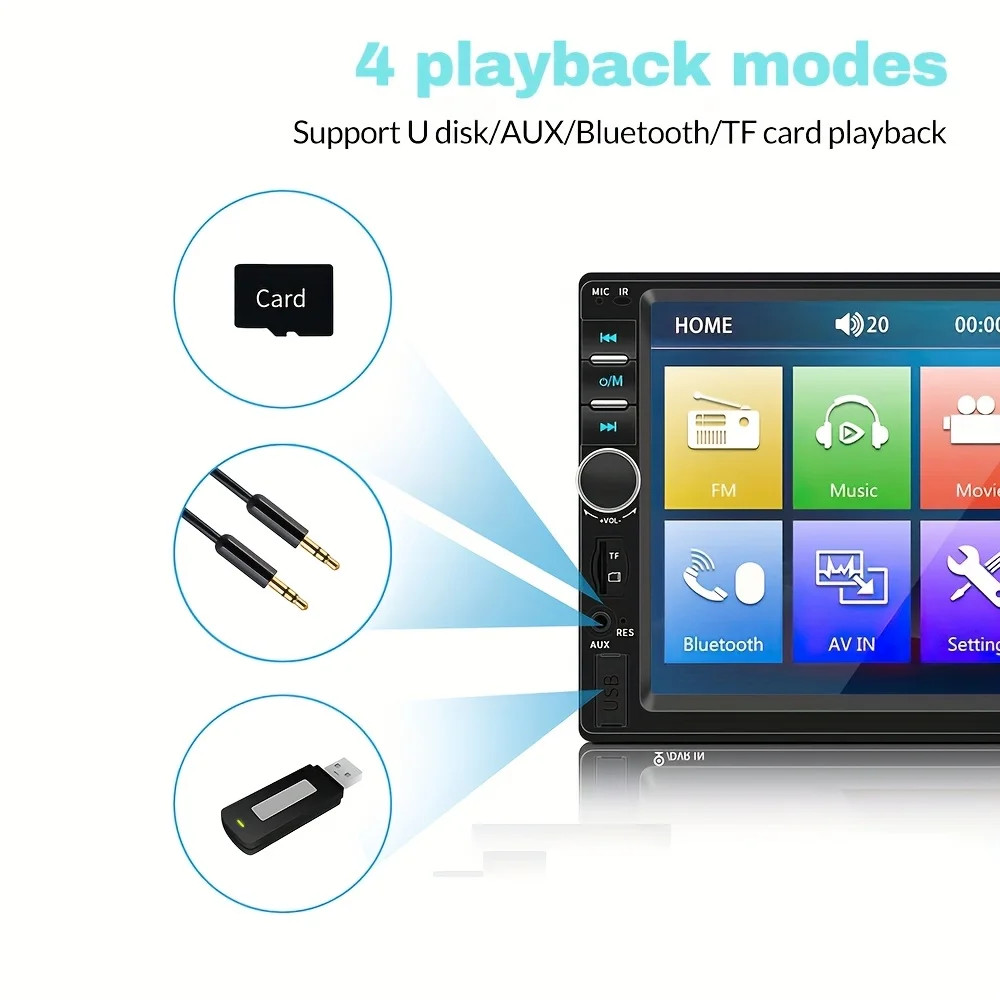 7″ HD Car MP5 Player,Mirror Link,FM Radio,Wired CarPlay/Android Auto Compatible