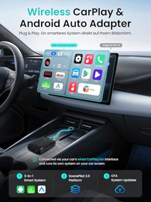 Magic AI Box, Wireless CarPlay/Android Auto Adapter, Car Video Jet Black Finish