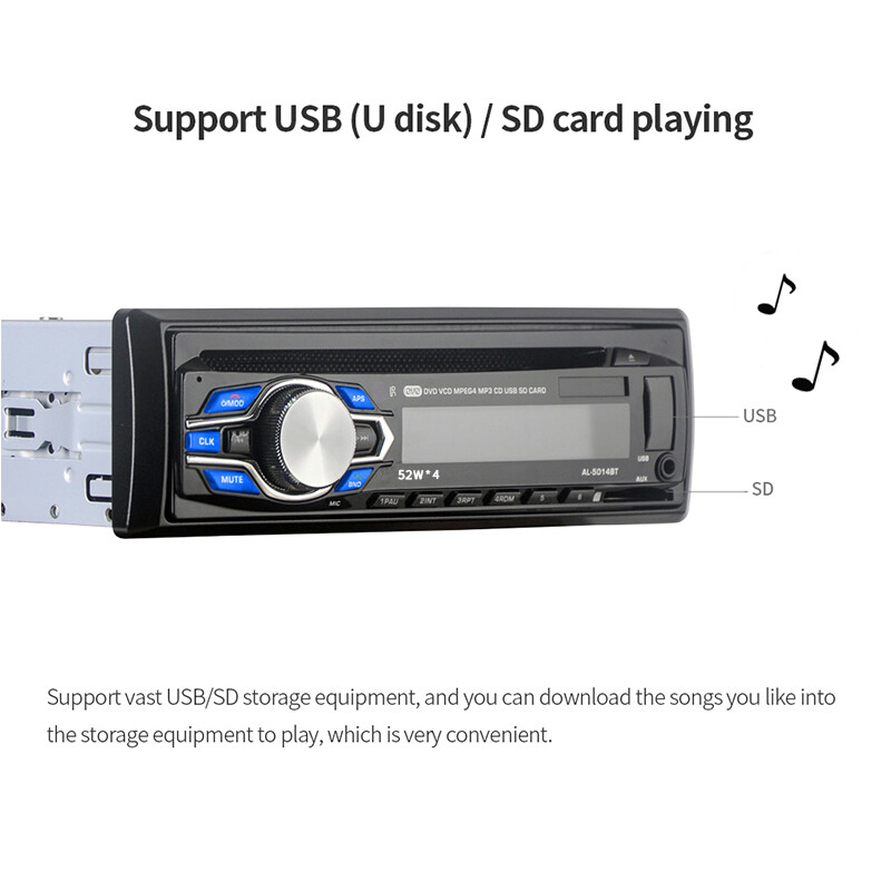 1 DIN Car Radio Stereo Bluetooth DVD/CD Player MP3 USB SD FM In-Dash LCD Display