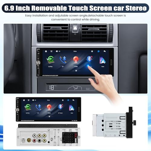 Single Din Touchscreen Car Stereo with Wireless 6.9 Inch with A Button