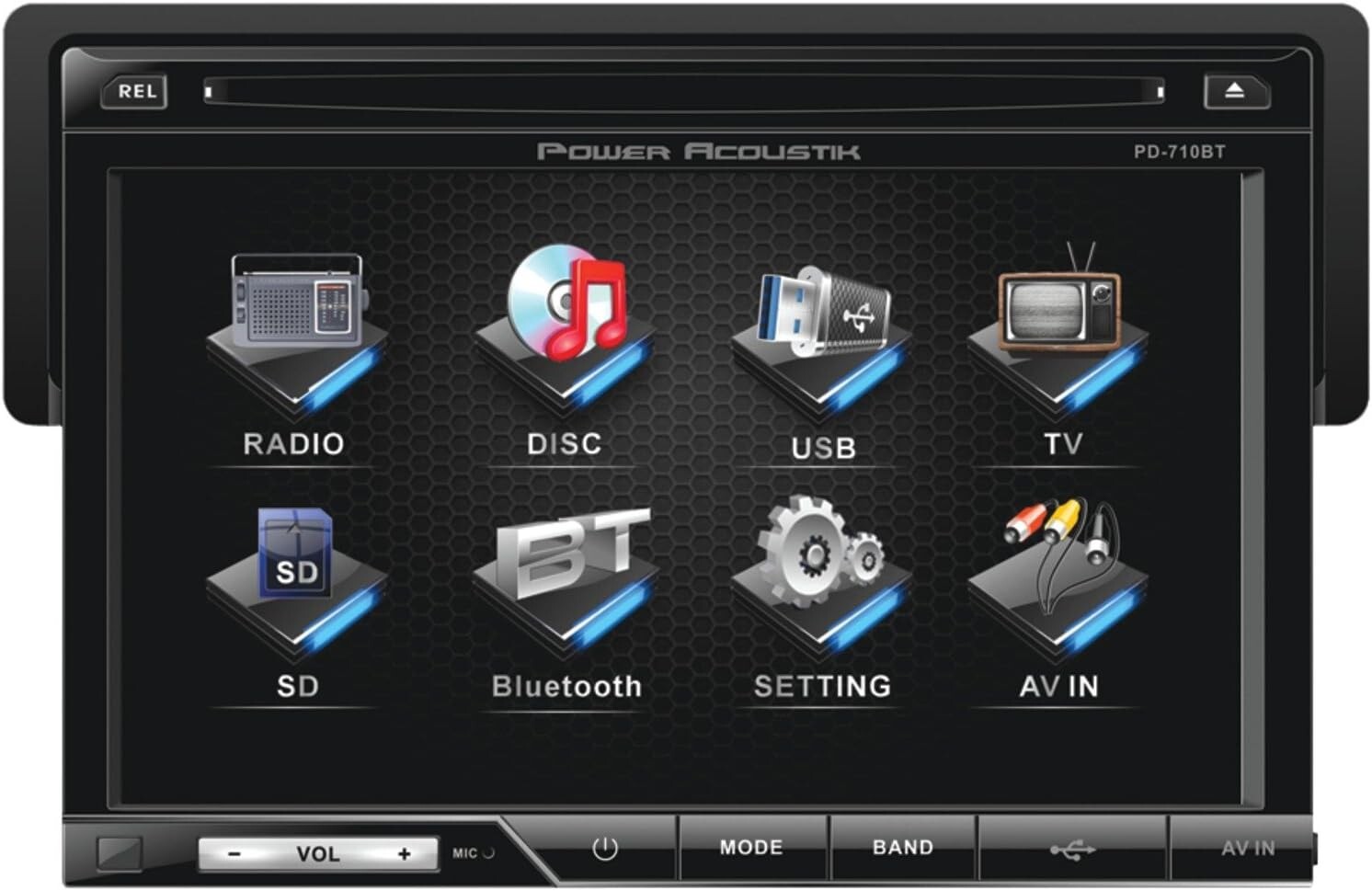 Power Acoustik PD-710B 7″ Detachable Touchscreen Display Single Din Car Stereo