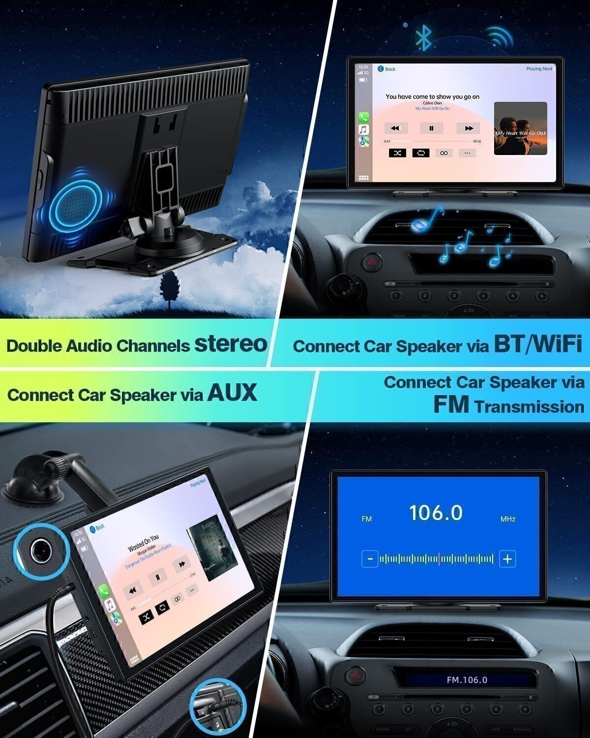9″ Wireless Car Stereo GPS Navigation w/ Apple Carplay & Android Auto Receivers