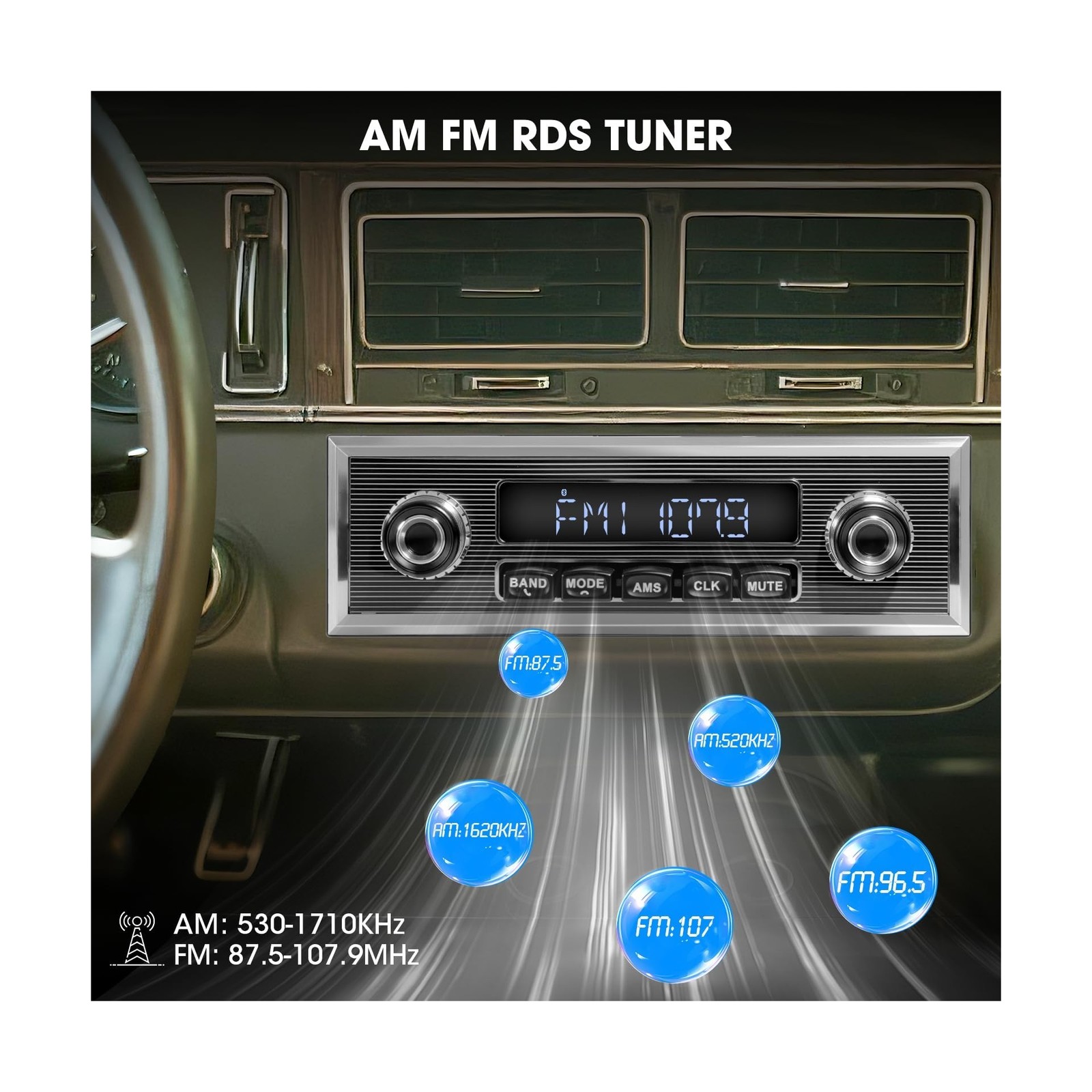 Single Din Classic Car Stereo: Vintage Retro Style Radio for Truck – Bluetoot…