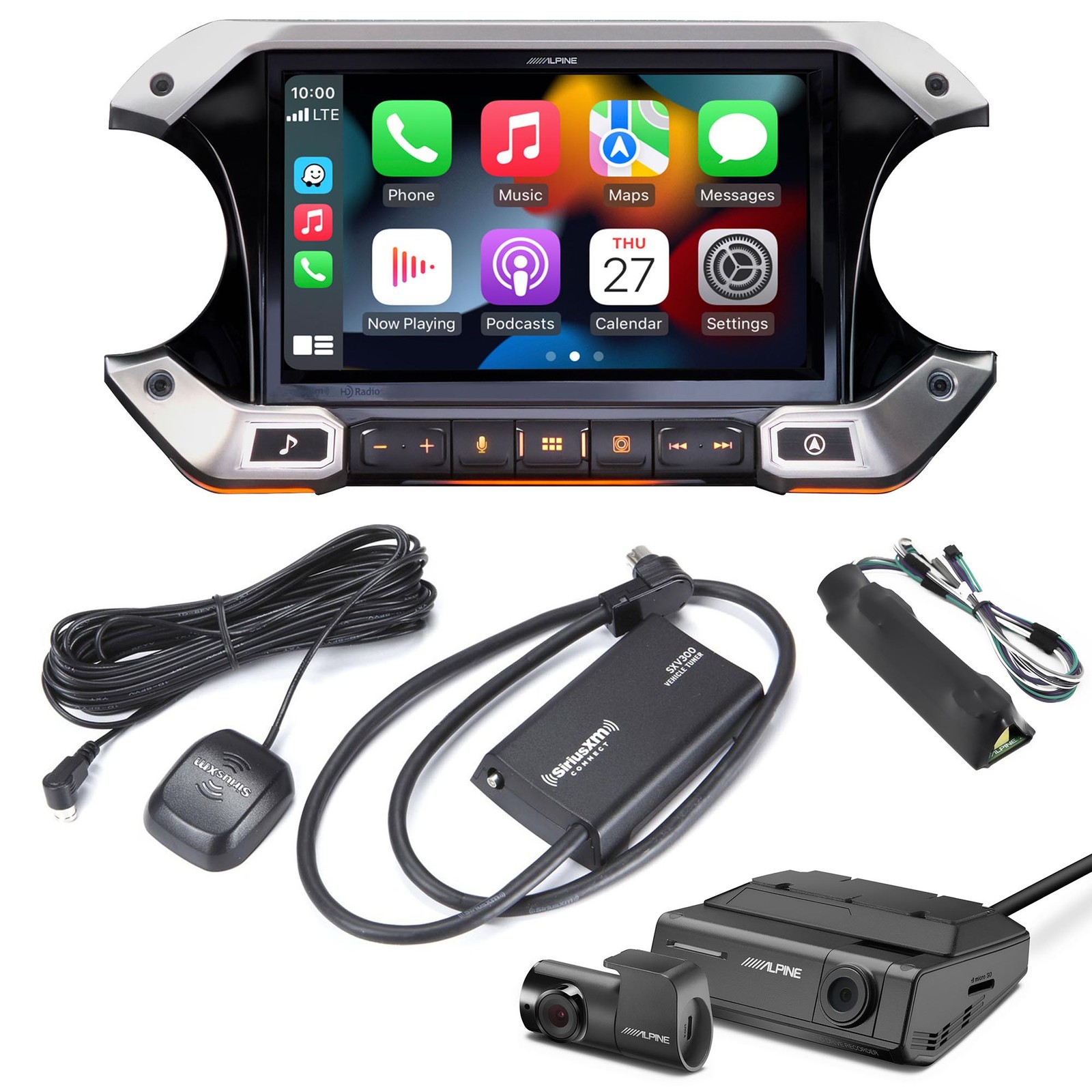 Alpine i509-WRA-JL Wrangler 9″ Receiver w/ CarPlay/Android Auto, Dash Cam Bundle