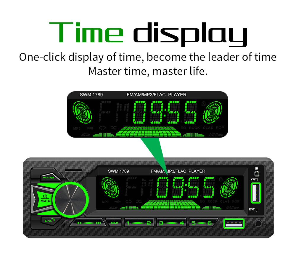 Single 1DIN Car FM/AM Radio Audio Stereo MP3 Player Bluetooth In-Dash Head Unit