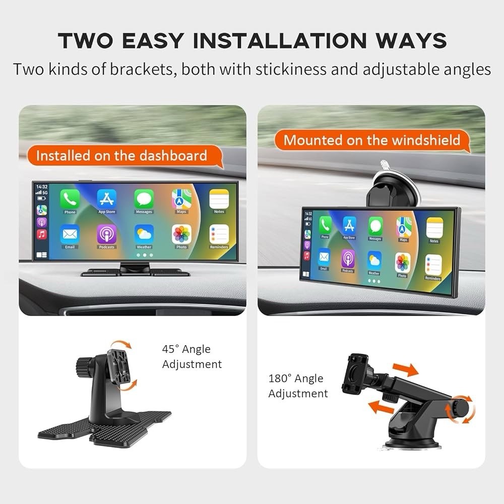 Largest 11.5″ Portable Carplay Screen for Car, 4K Wireless Car Play & Black
