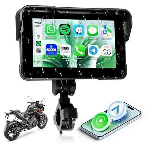 Motorcycle Wirelsss Carplay Android Auto Screen, 5 Inch Wireless CarPlay with