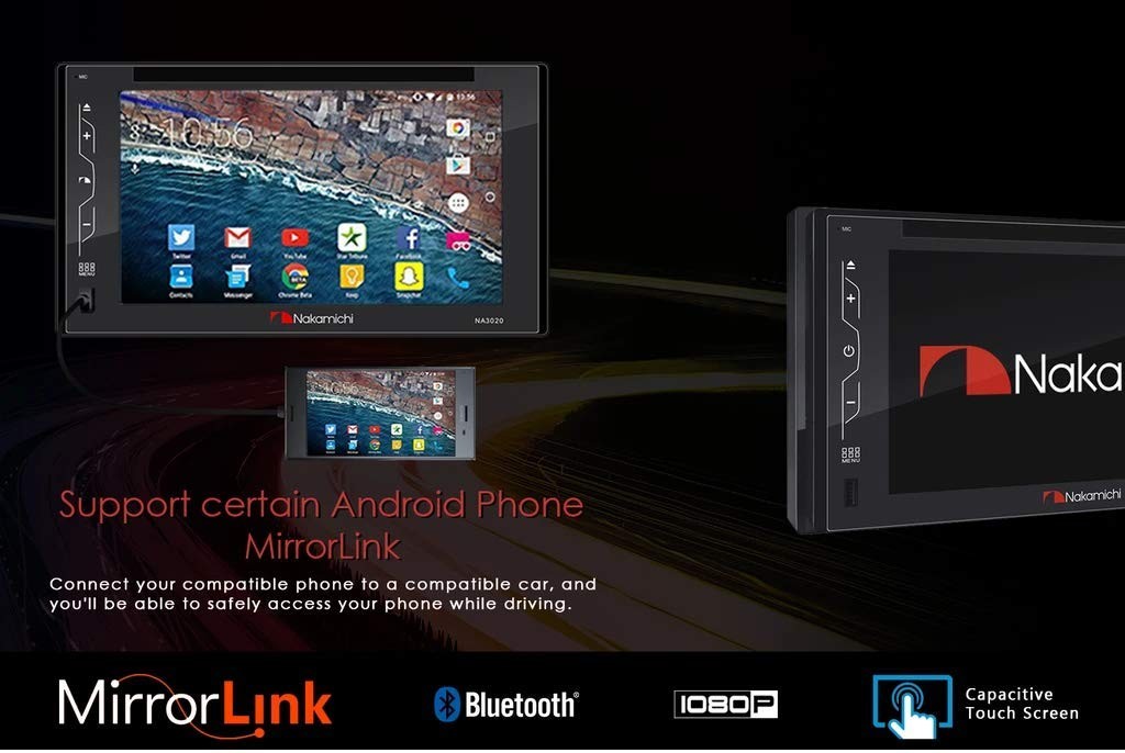 Nakamichi NA2300 CD DVD 2-DIN 6.2 Monitor Built-in Bluetooth Capacitive Touch