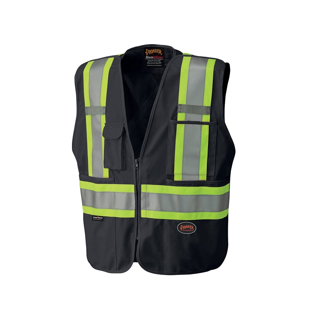 Hi Vis Tear-Away Mesh Back Safety Vest for Me – Reflective Tape, 4 Pockets – …