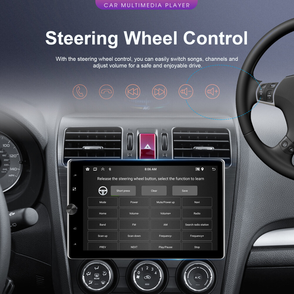 10.4” Android 15.0 Single 1 Din Carplay Rotatable Car Stereo Radio GPS + Camera