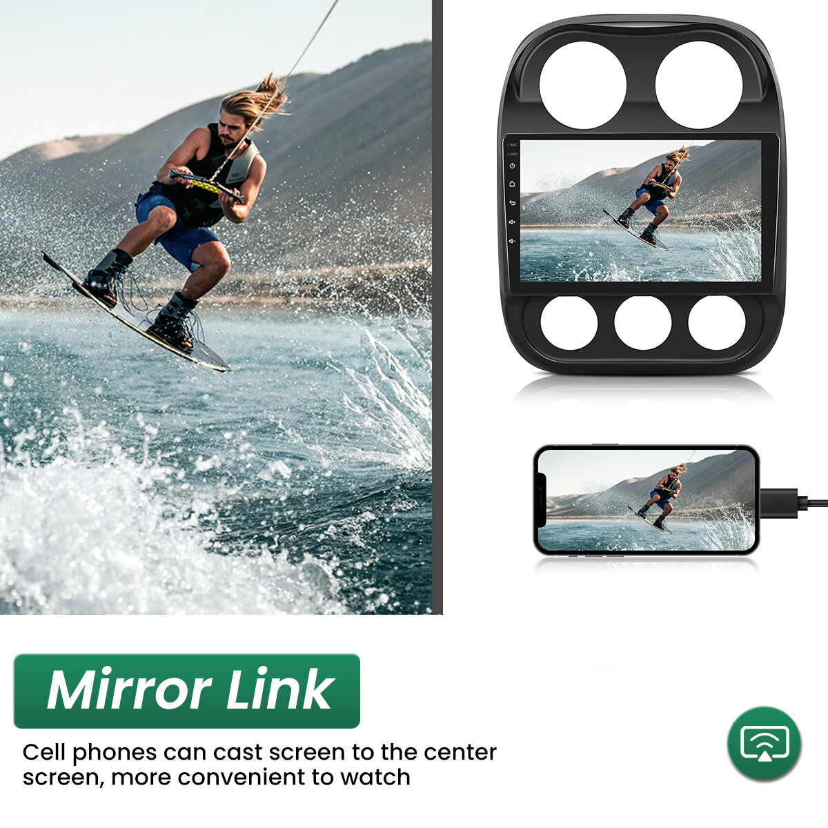 5G 4+64GB Android13 Car Stereo for Jeep Compass 2010-2016 Wireless Apple CarPlay