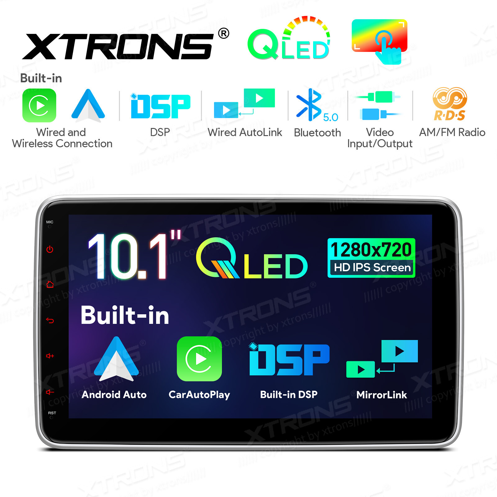 1 DIN 10.1″ Car Stereo AM/FM Radio GPS SatNav IPS QLED Screen Head Unit CarPlay