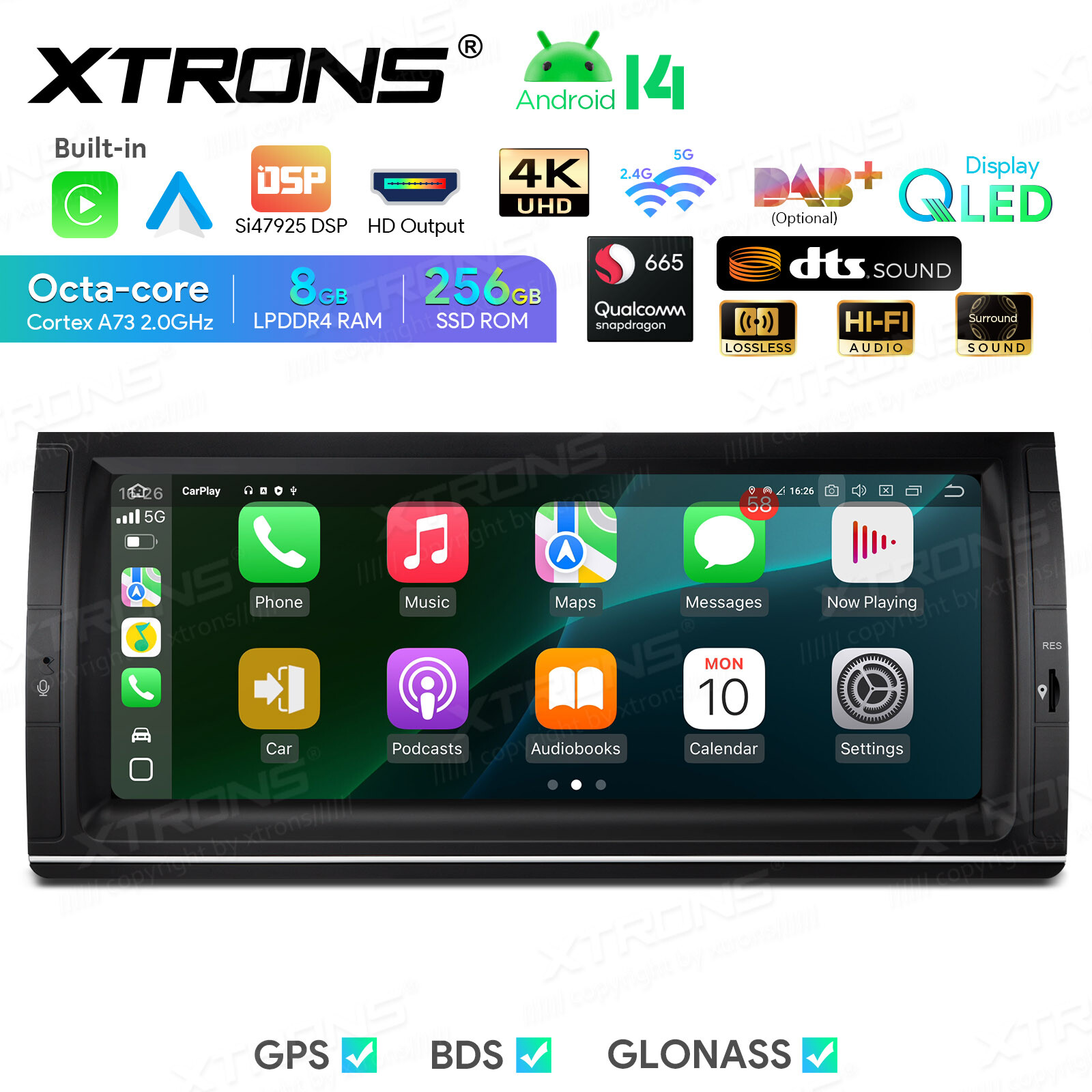 9″ QLED For BMW X5 E53 Android Qualcomm 8Core 256G Car Play GPS Radio Stereo Nav