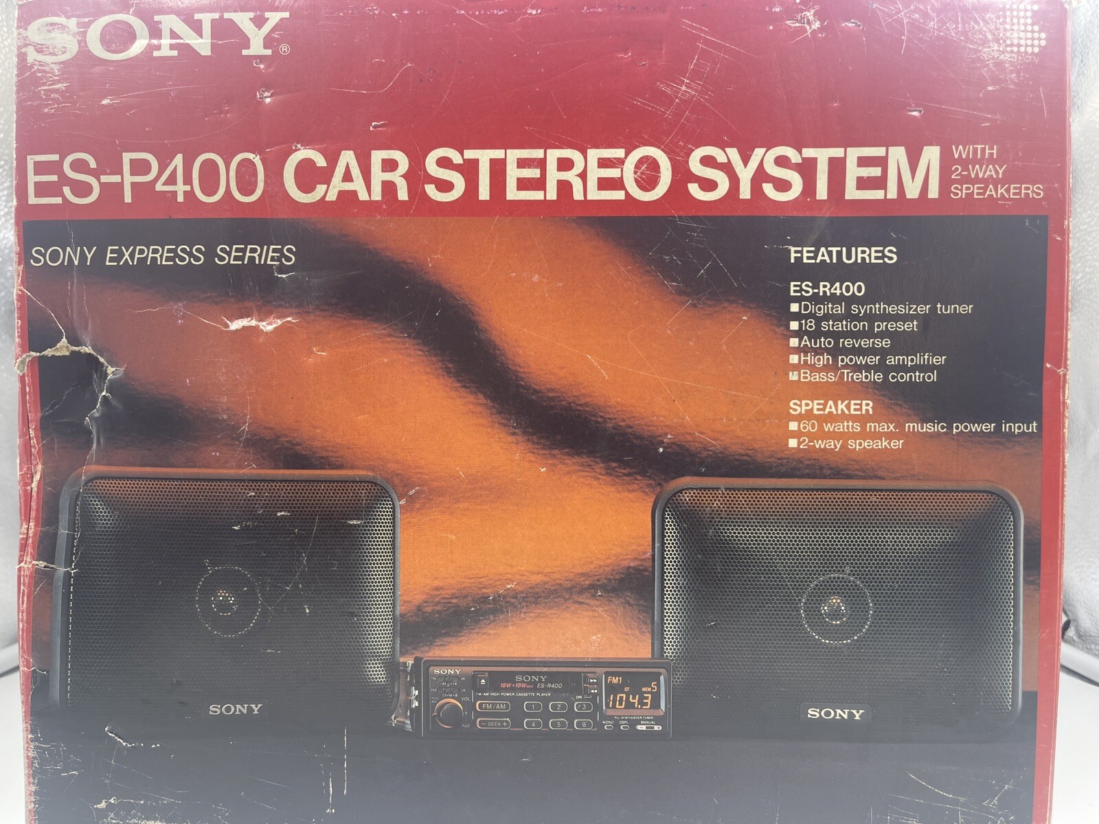 RARE Vintage SONY ES-P400 CAR STEREO CASSETTE , Radio & Speaker System NEW