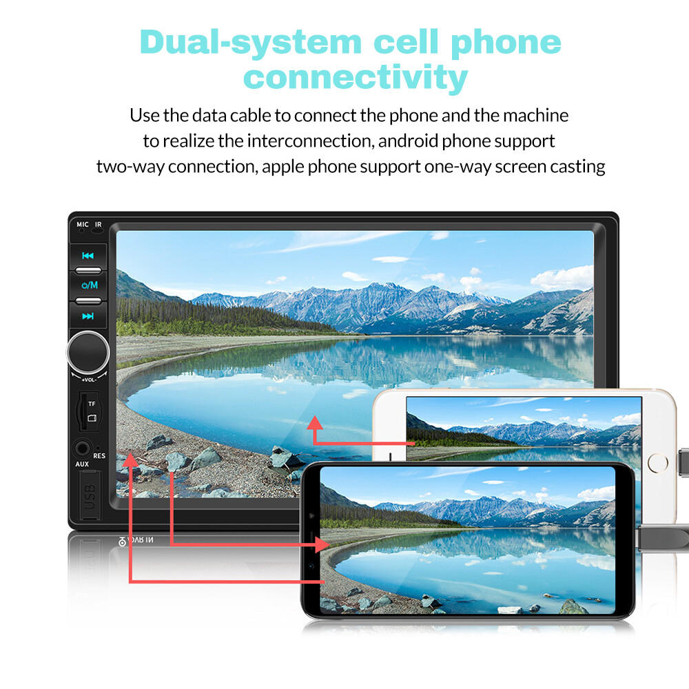 7″ 2Din Touch Screen Stereo Bluetooth FM Radio Car MP5 Player with Rear Camera