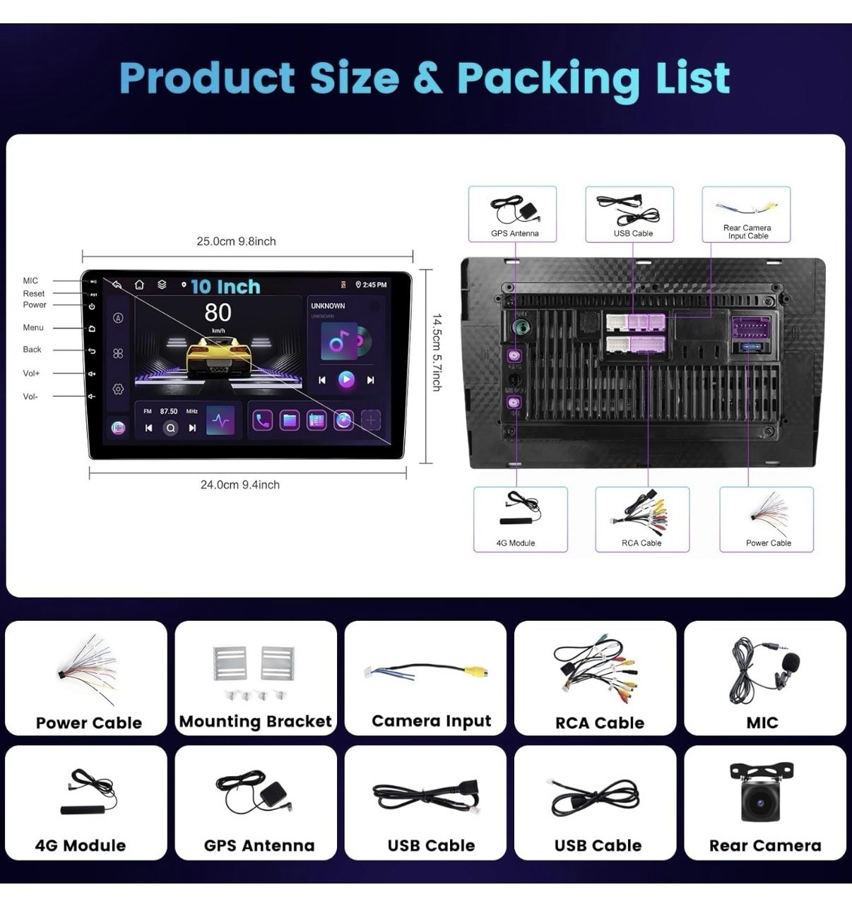 Hikity 8 Core 4+64G Android 13 Car Stereo [Support SIM Card] Double Din Wireless