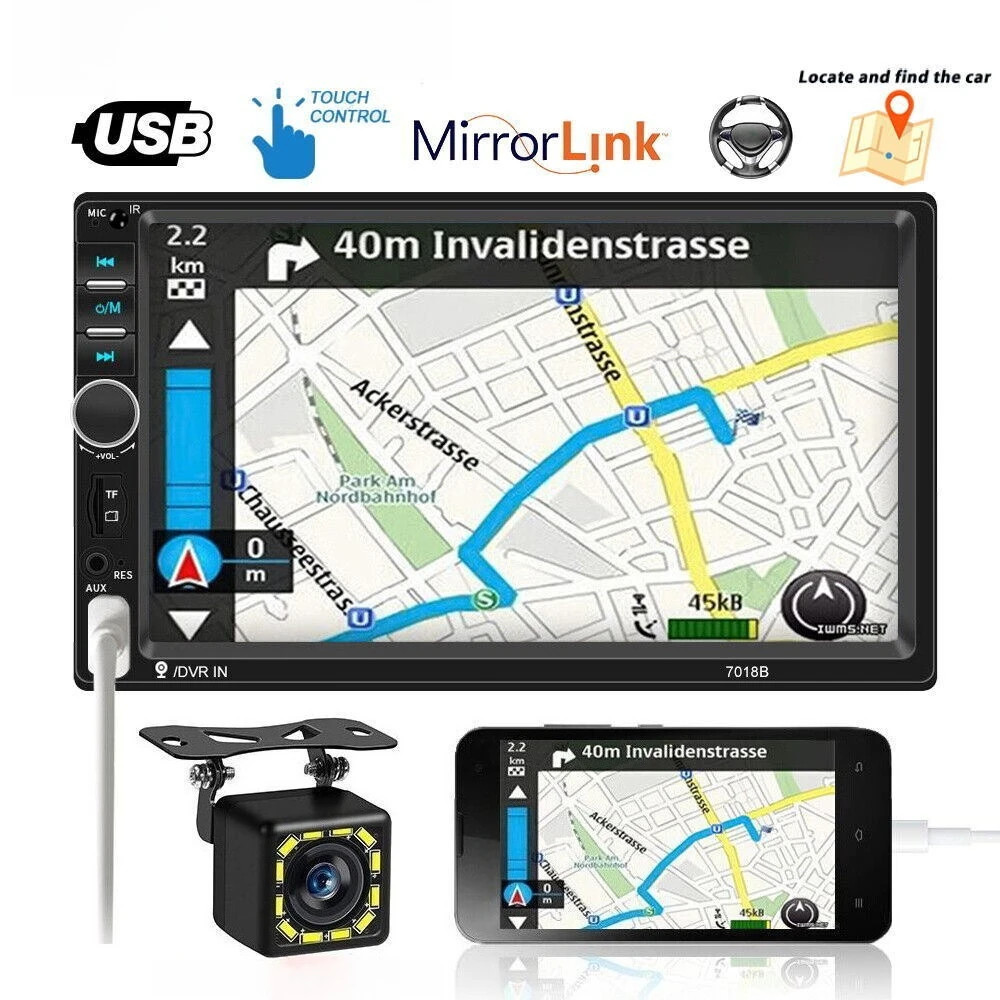 7" 2 Din Car Stereo Radio Bluetooth FM Video MP5 Player Touchscreen W/Cam