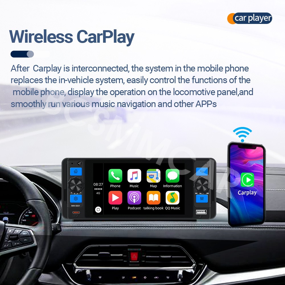 Car Stereo Radio Player HD Touch Screen Bluetooth Mirror Link Colorful Lighting