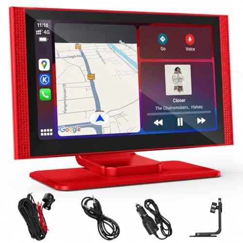 7″ Wireless CarPlay – Clearance! Android Auto Touchscreen | Portable HD Car red