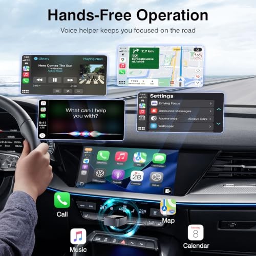 2-in-1 Wireless CarPlay & Android Auto Adapter Bluetooth 5.3 5GHz Wi-Fi No