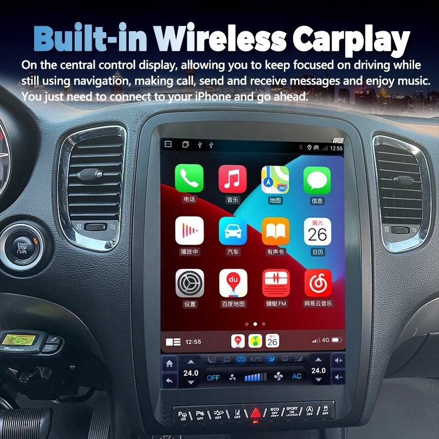 13″ GPS Navi Car Stereo For Dodge Durango Carplay Vertical Screen Radio 6g+128g