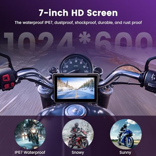 Motorcycle Carplay Screen 7 Inch with Wireless CarPlay/Android Auto,