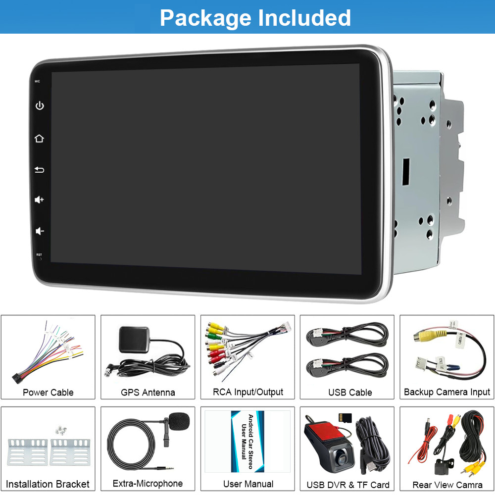 10.1″ IPS Android 13 8Core 4G LTE WiFi 1 DIN Car Radio Stereo GPS BT Audio DVR