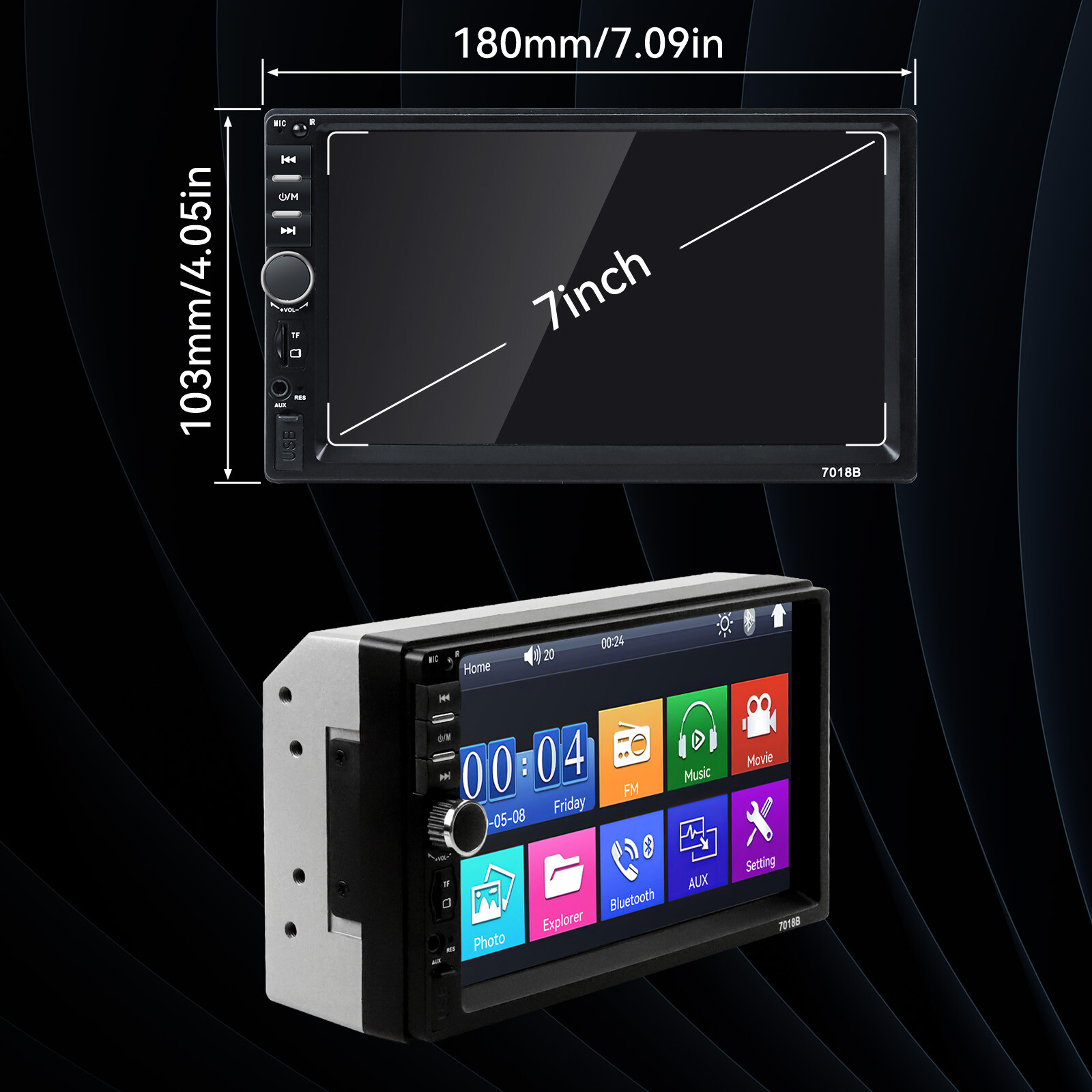 Single 1/2 Din Touch Screen Stereo Bluetooth Radio Car Apple/Android Carplay GPS