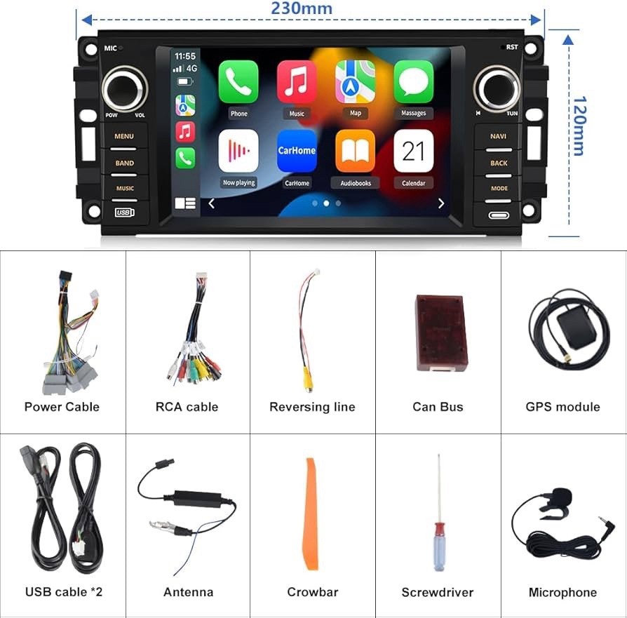7 inch Car Radio Jeep Wrangler JK Compass Patriot Chrysler Dodge RAM Charger GPS