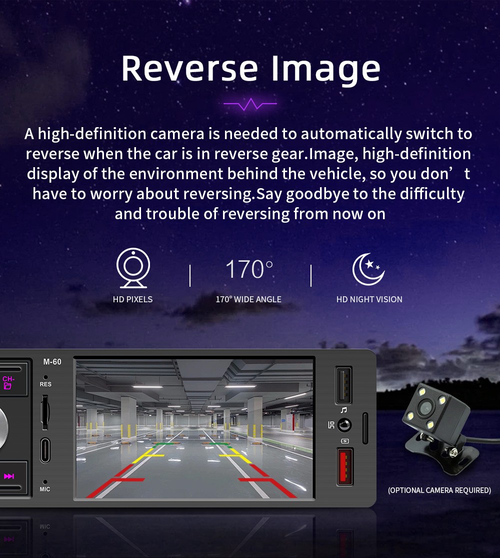 4.1in 1DIN Carplay Car Stereo Radio Mirror Link MP5 FM60 Type-C Bluetooth