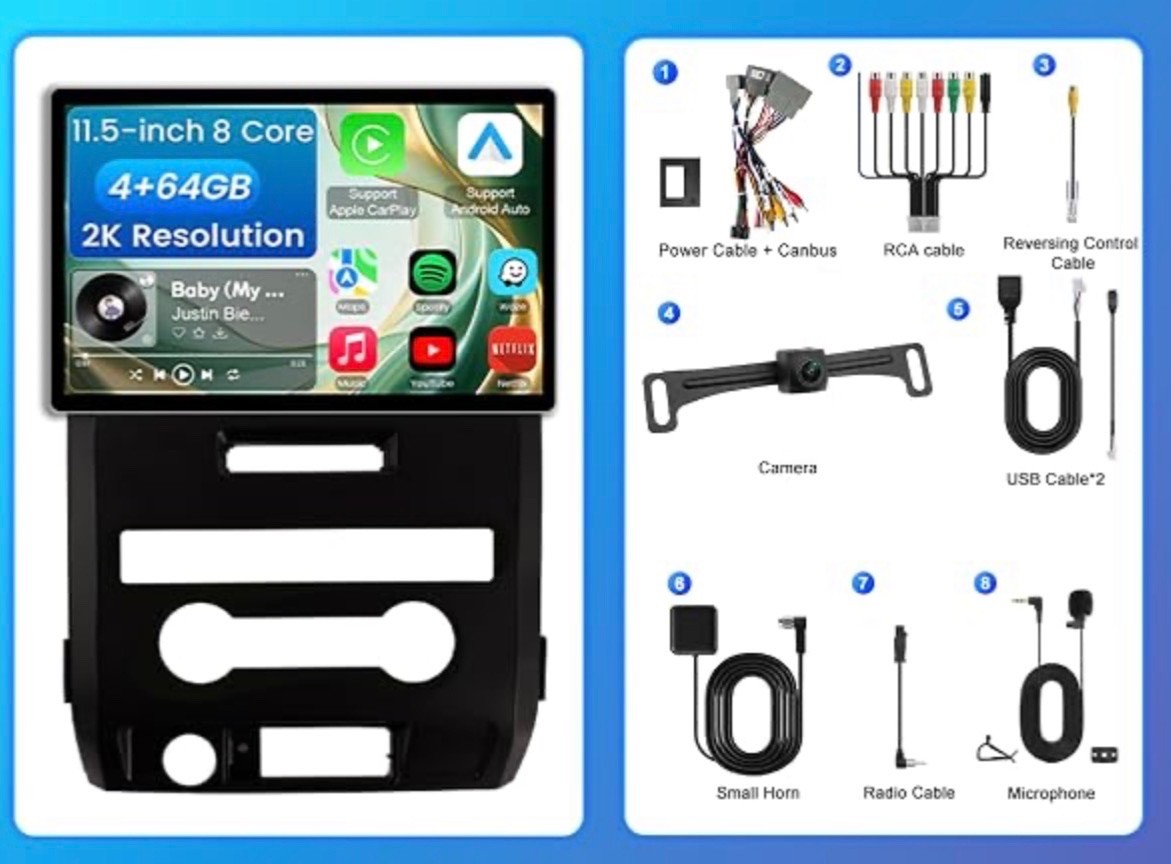 Car Radio Stereo for Ford F150 2009-2012 11.5inch 8 Core 4GB+64GB Android 13 SWC