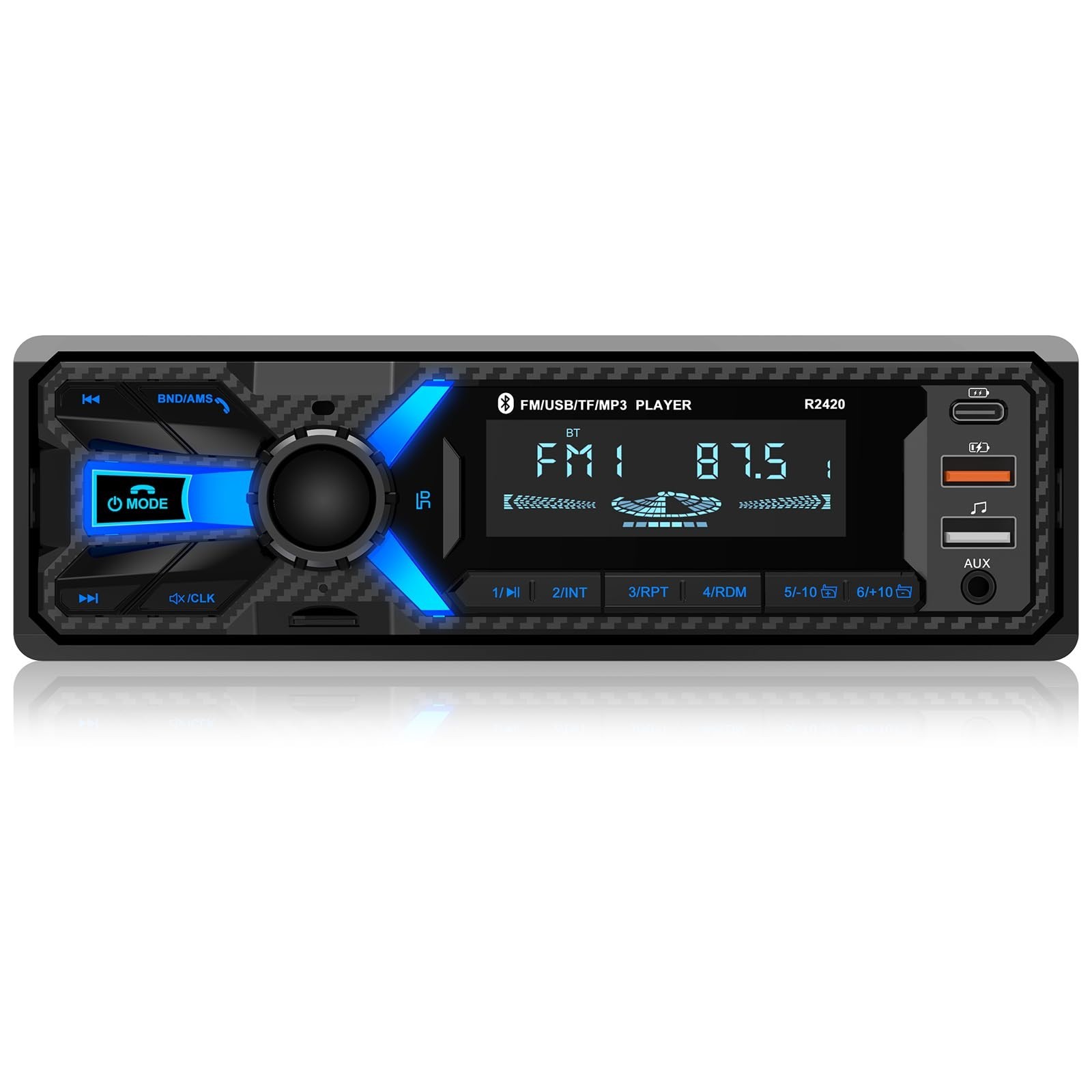 Bluetooth Car Stereo Radio – Single Din FM/AM, USB/AUX/SD, MP3 Player, Hands-Fre
