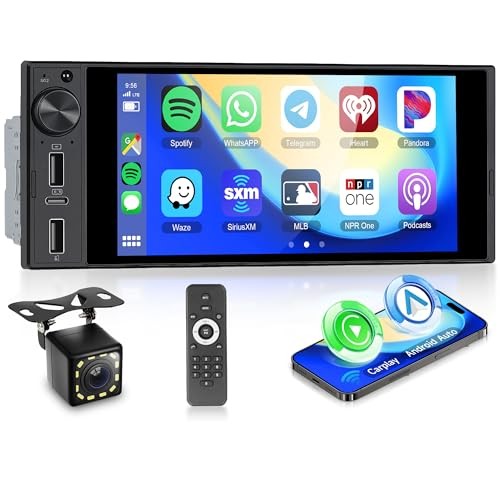Single Din 6 Inch Incell Touch Screen Car Stereo Wireless CarPlay Android Auto