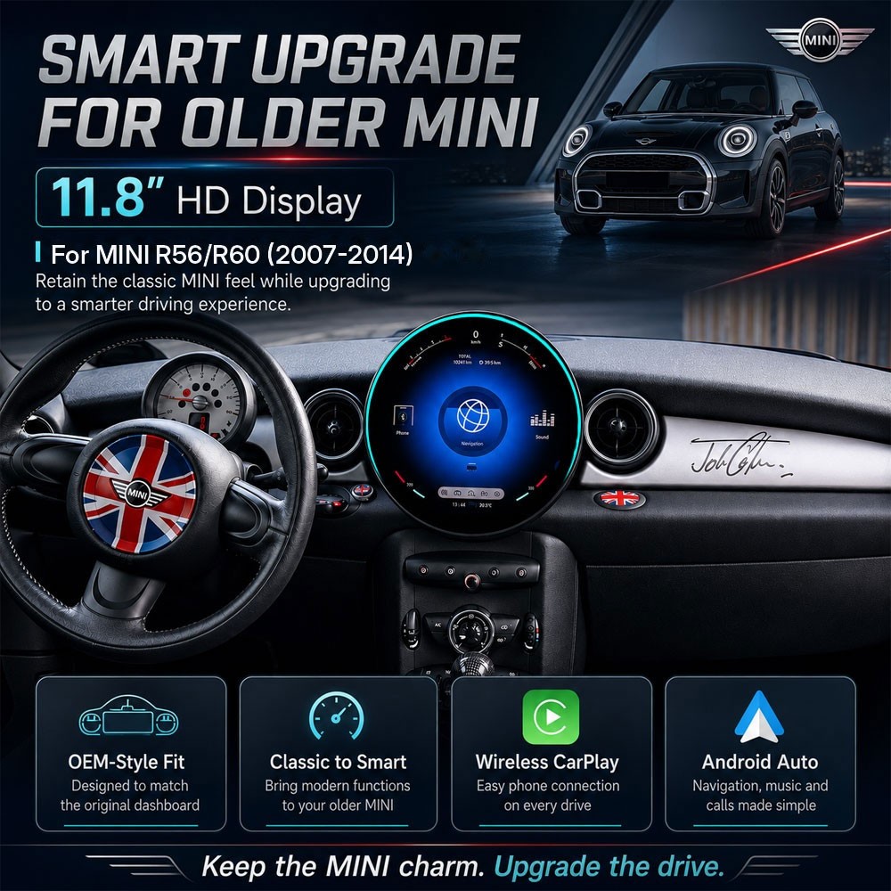 Android For BMW Mini Cooper R56 R60 2007-2014 Car Multimedia Video Player 11.8″
