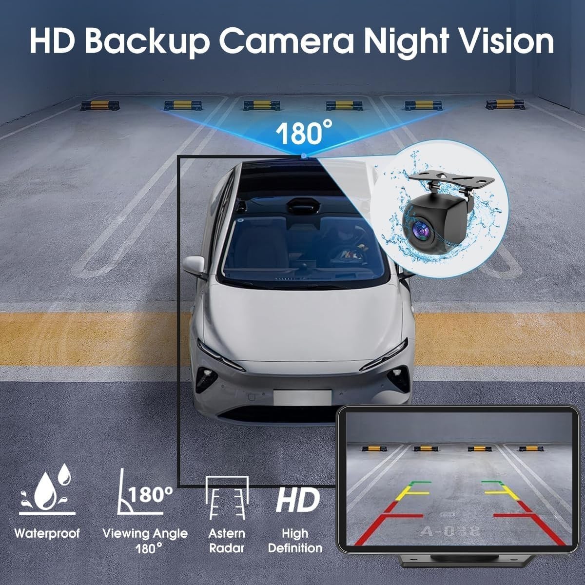 7-Inch Portable HD Carplay & Android Auto Screen with Backup Camera & Siri