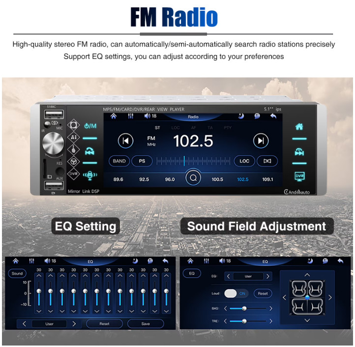 Estereo De Pantalla con Bluetooth Para Coche Carro Auto MP5 Player RCA/AUX/USB/T
