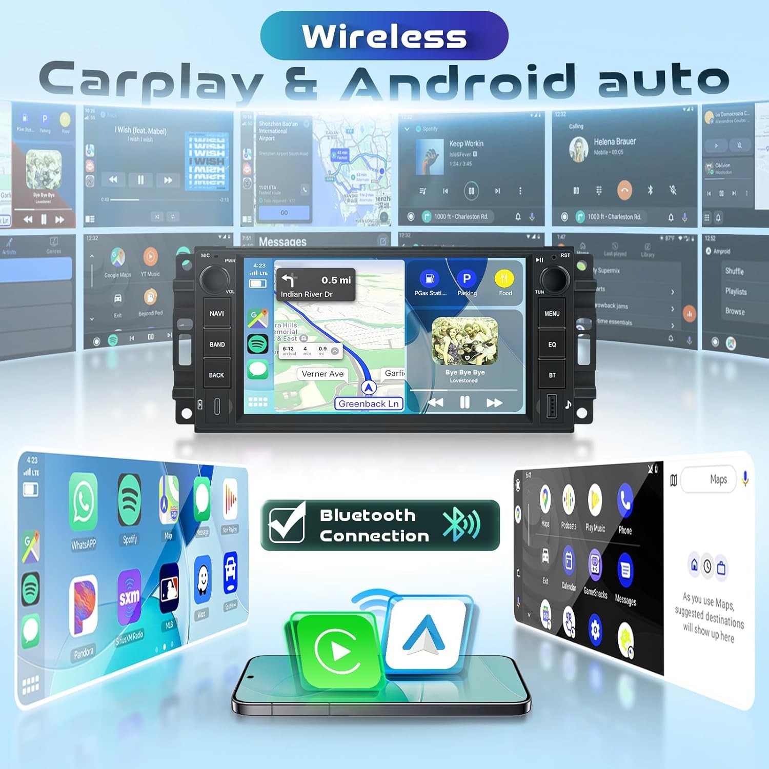 6.86″ 4+64G Android Auto Carplay Dodge RAM Jeep Wrangler Chrysler 300 1999-2007
