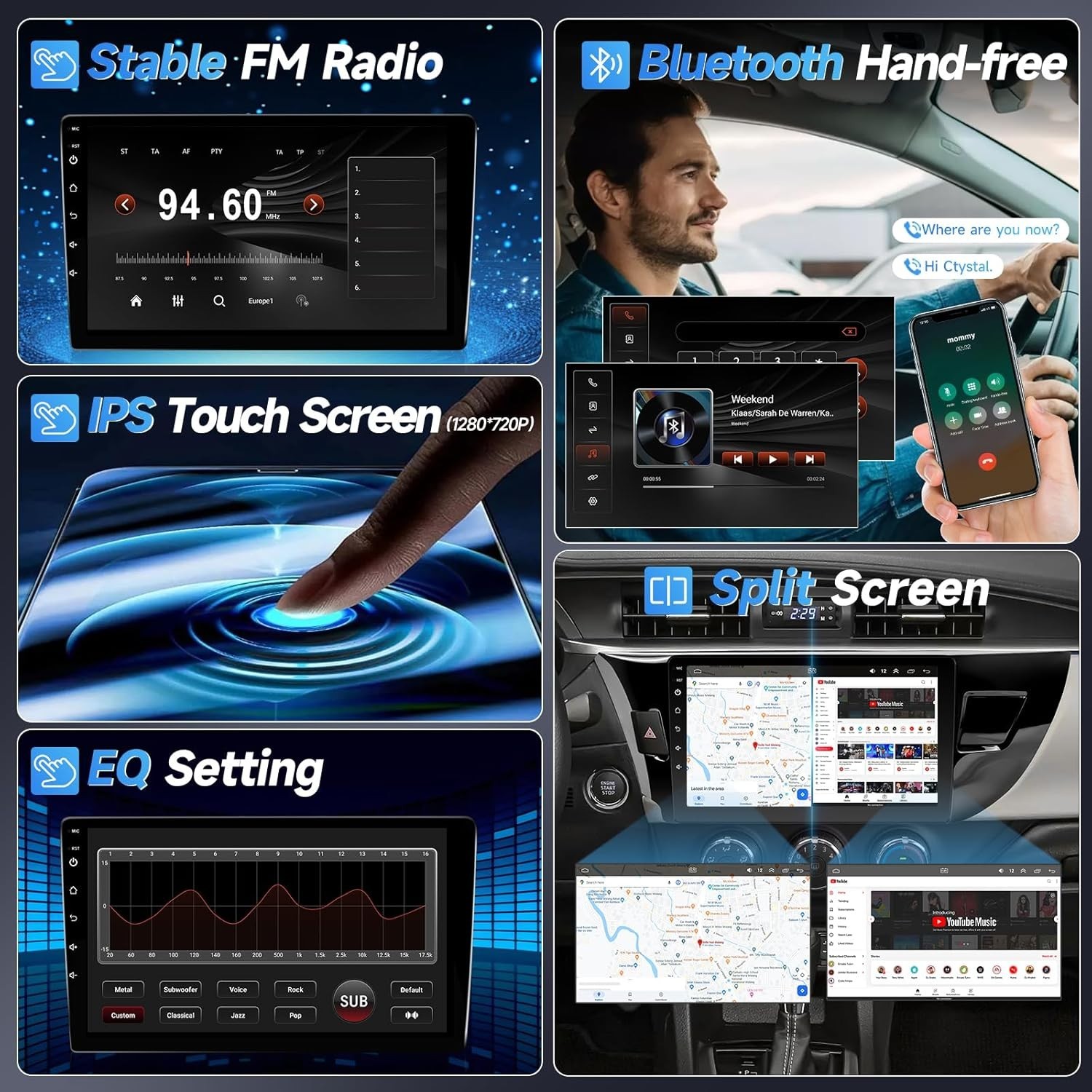 10.1″ 8Core 32G Android Auto Carplay for Toyota Corolla 2014-2016; Non-JBL
