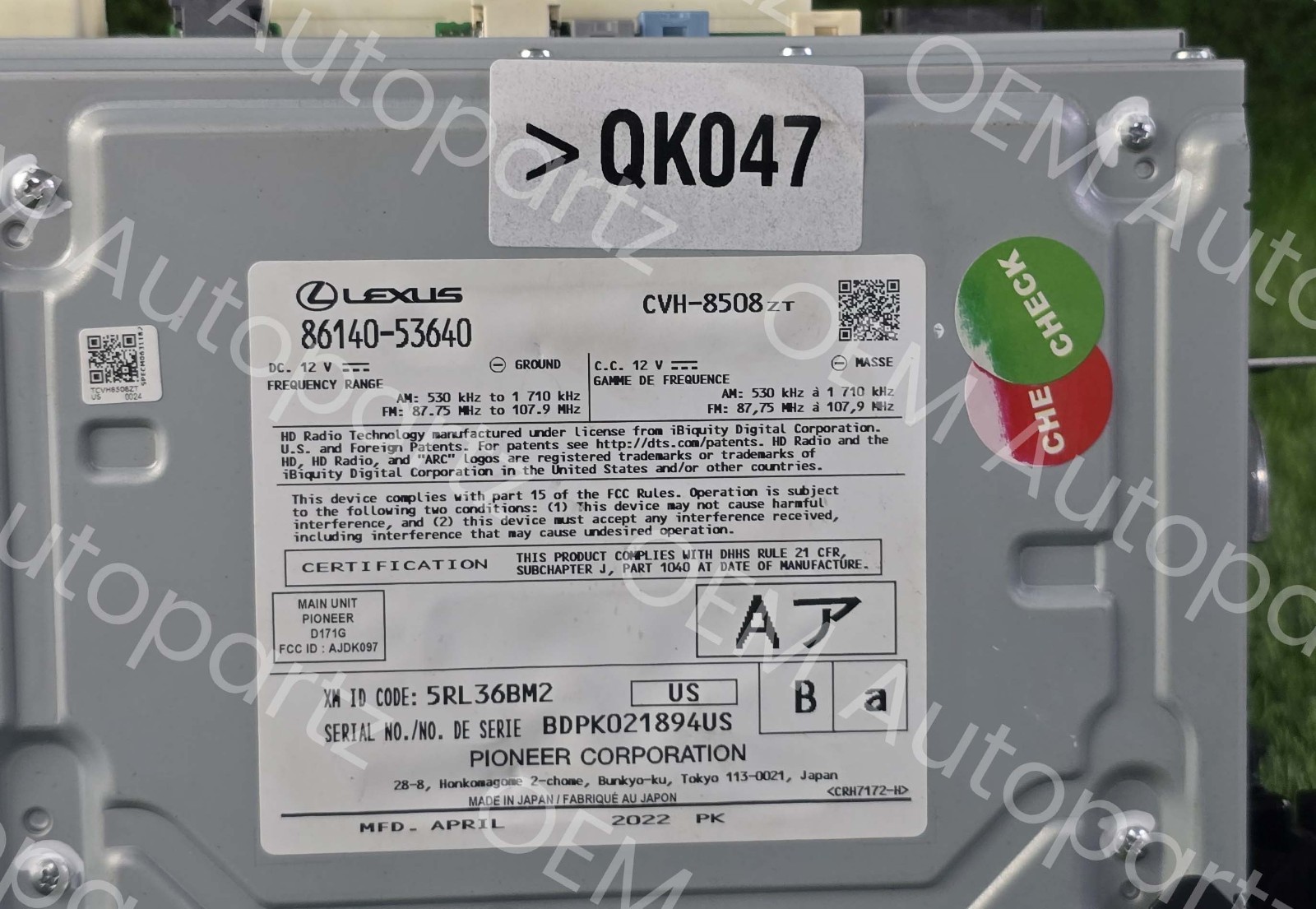 Lexus IS250 IS300 IS350 2020-2024 Gracenote Radio control Unit 86140-53640 Used
