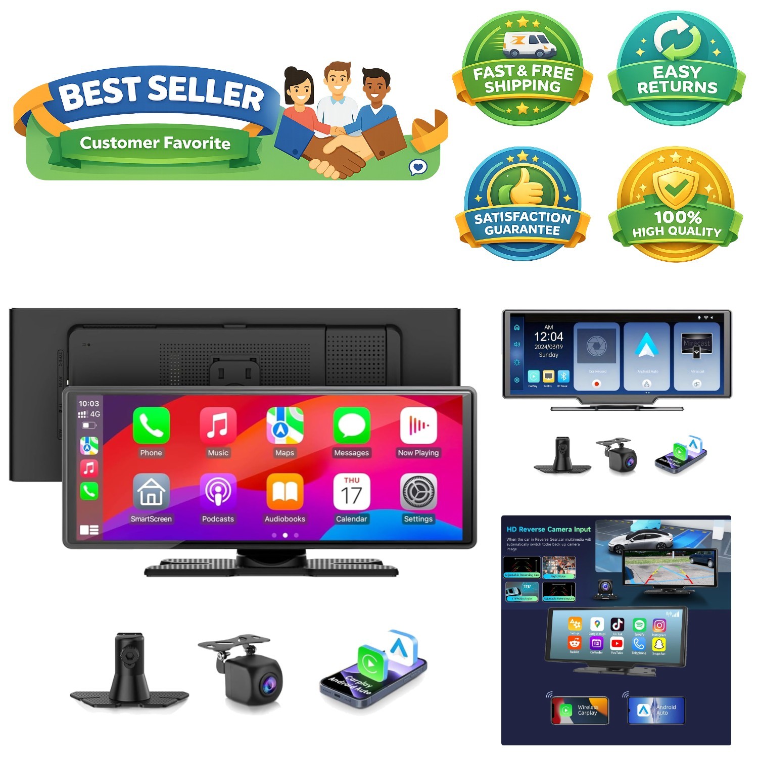 10.26” Bluetooth Car Audio Screen with Mirror Link & Enhanced Sound Options