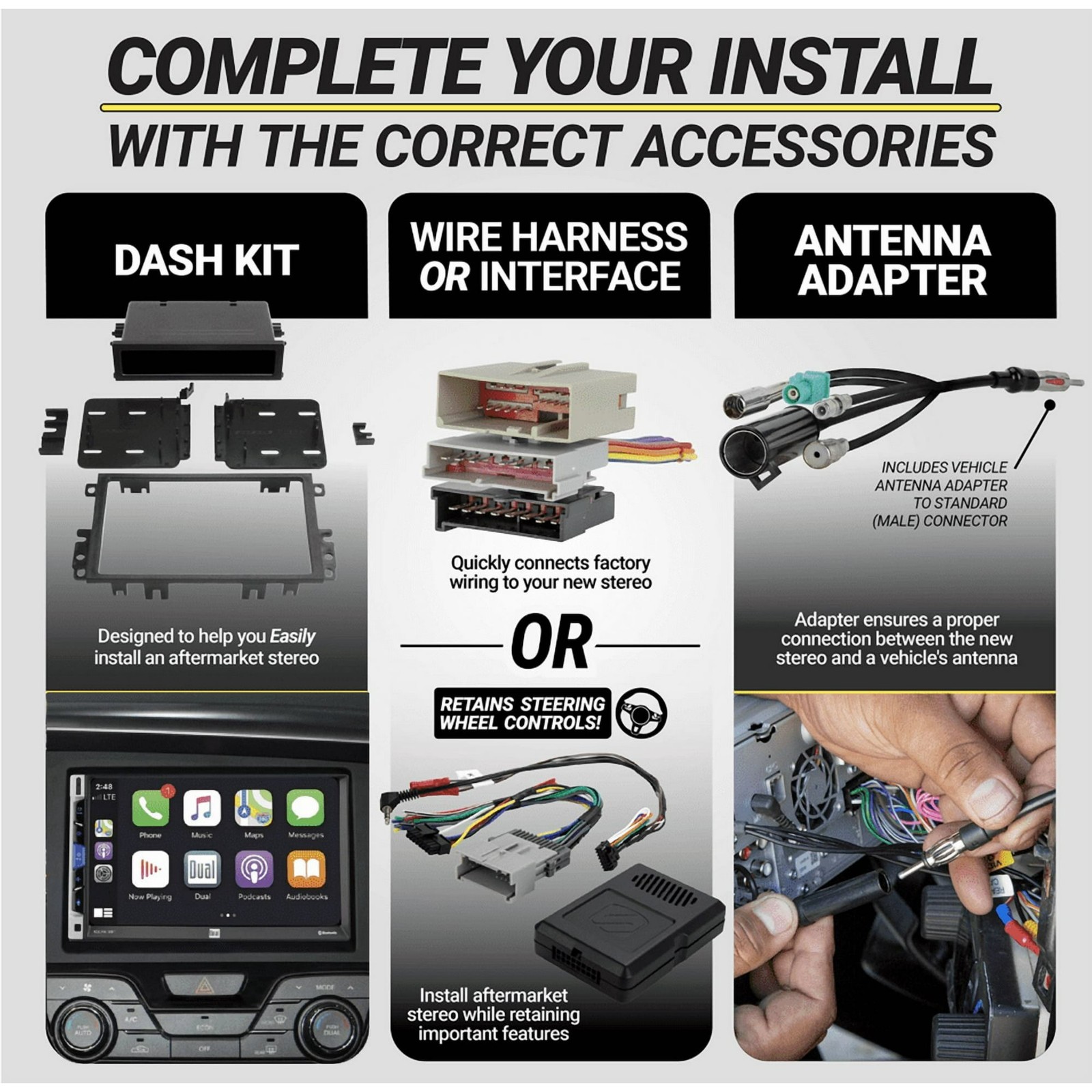 Car Stereo Bluetooth Wireless AM FM Radio Mp3 USB SD with 2 Way Speaker Package