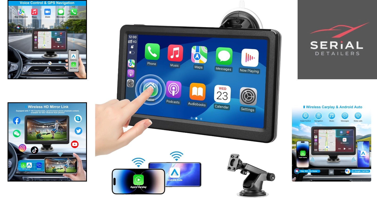 7″ Wireless HD Carplay Display: Seamless Smartphone Integration & Voice Control