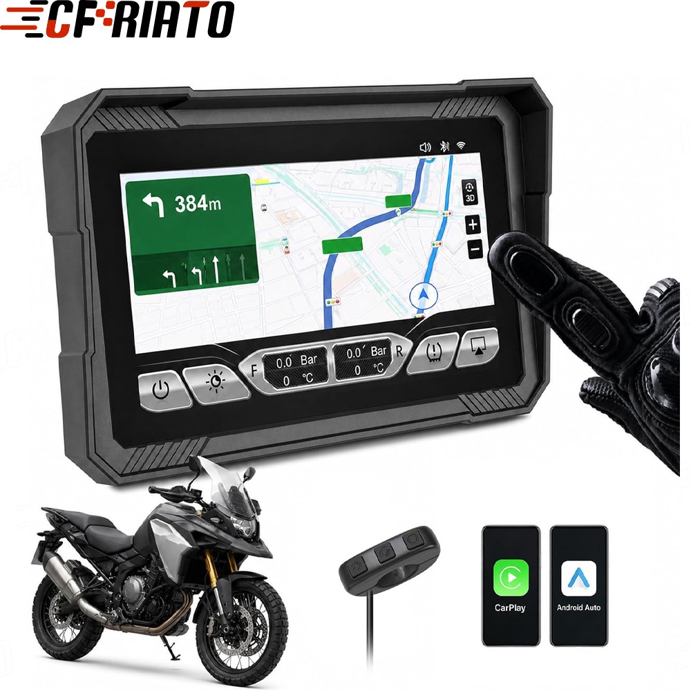 5″ Motorcycle Portable Wireless Apple Carplay Android Auto Waterproof Car Stereo
