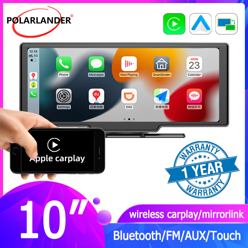 Portable Wireless Carplay 10″ Car Stereo Dash Rear Camera Bluetooth Touch Screen
