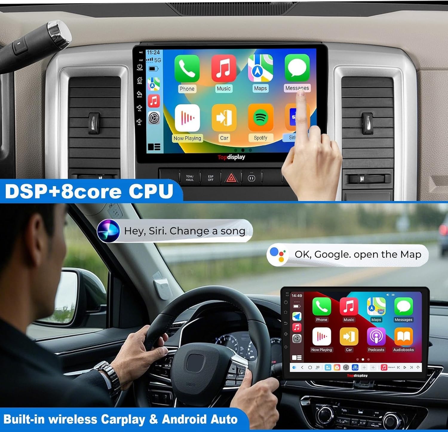 QLED Radio Upgrade for Dodge RAM 1500 2009 2010 2011 2012,8 core CPU, Touch 4383