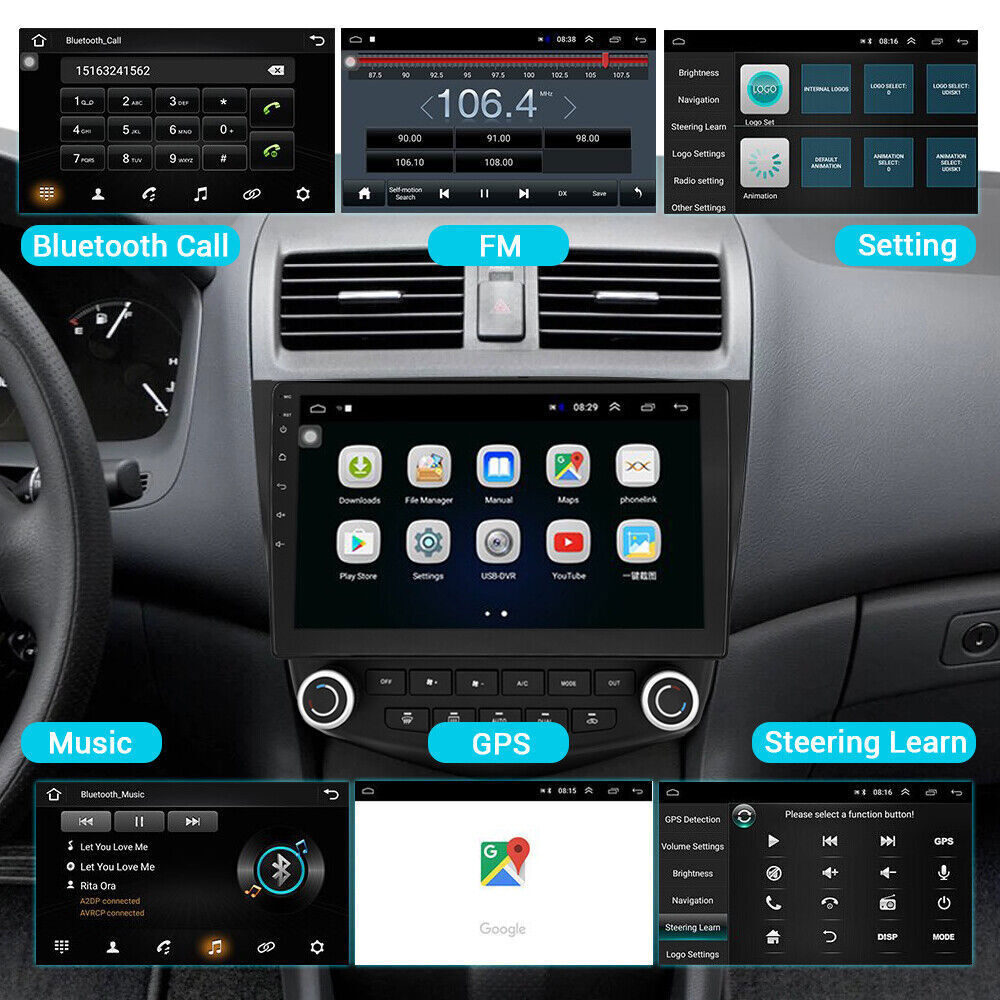 For Honda Accord 2003-2007 Apple CarPlay Android 12 Car Stereo Radio GPS WIFI FM