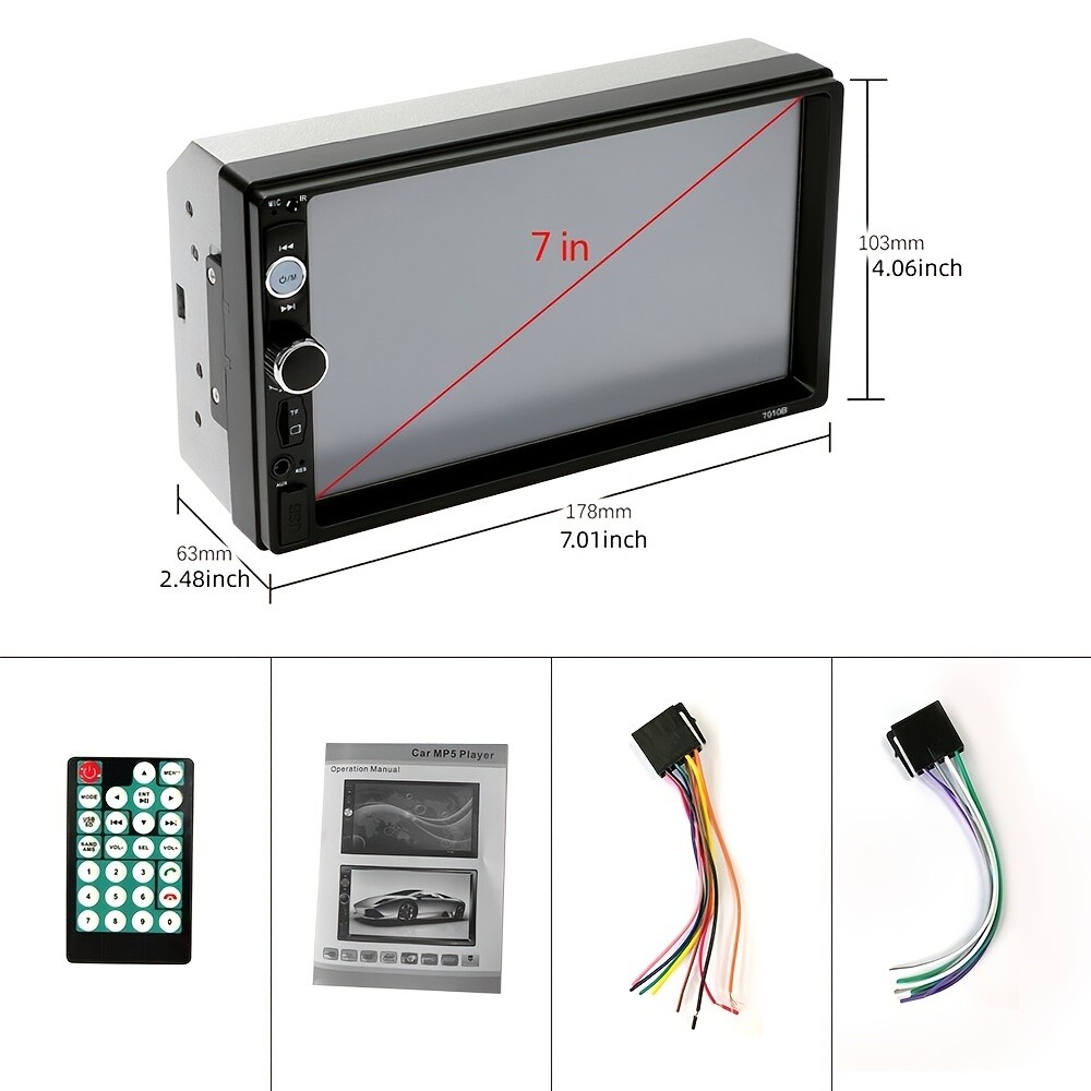 2 Din 7 Inch Car Stereo Touch Screen Multimedia MP5 Radio +camera